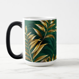 Caneca Mágica Padrão contínuo com samambaias douradas