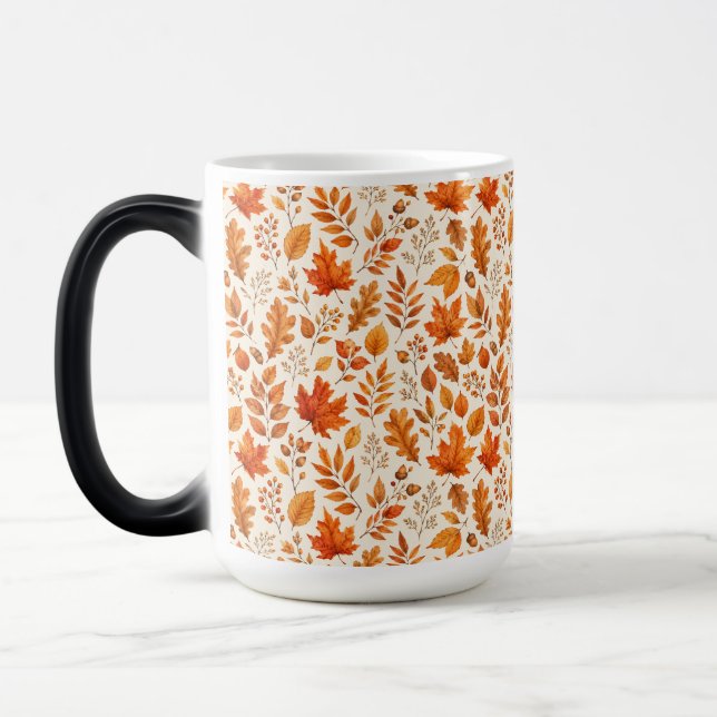 Caneca Mágica Padrão contínuo de folhas quentes de outono (Esquerda)