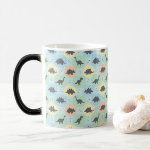 Caneca Mágica Padrão contínuo de silhueta de dinossauro pré-hist