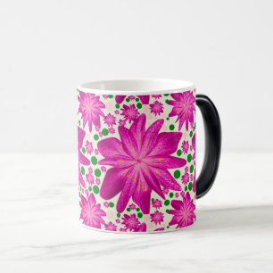 Caneca Mágica Padrão contínuo floral rosa quente