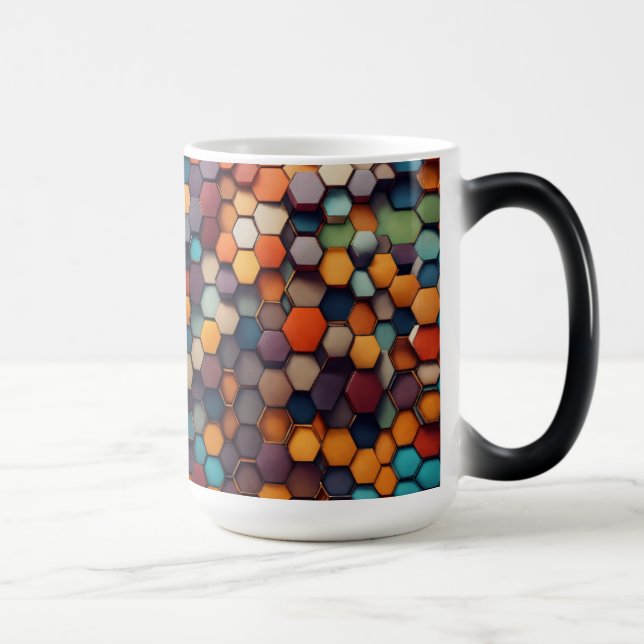 Caneca Mágica Padrão de Abstrato de Prisma Hexagonal - Morphing  (Direita)