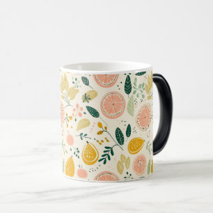 Caneca Mágica Padrão de Citros Laranja Vibrante