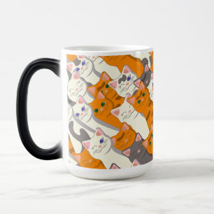 Caneca Mágica Padrão de diagonal do gato preto branco do Ginger