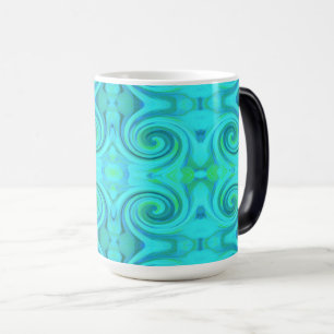 Caneca Mágica Padrão de espiral de Arte Líquida de Abstrato Azul