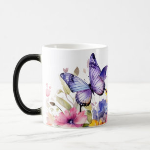 Caneca Mágica Padrão de flor de borboleta
