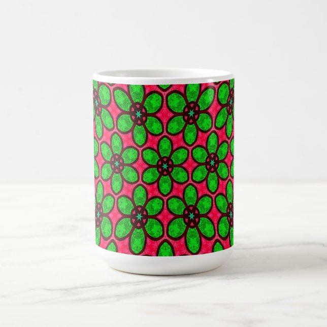 Caneca Mágica Padrão de Flores de Abstrato Bonito (Center)