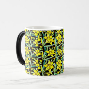 Caneca Mágica Padrão de Flores de Valor Amarelo