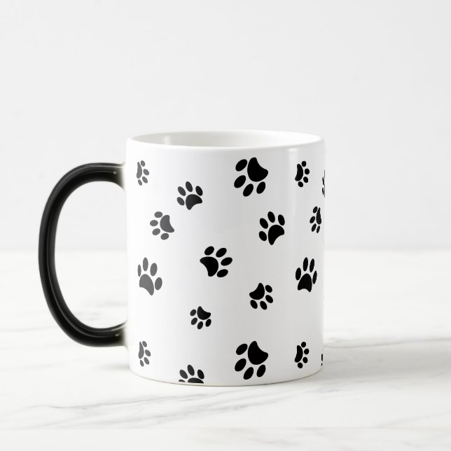 Caneca Mágica Padrão de Impressões de Pata Pretas (Esquerda)