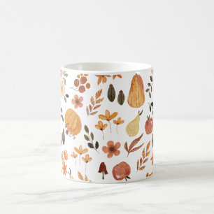 Caneca Mágica Padrão de outono em aquarela laranja verde WrapAro