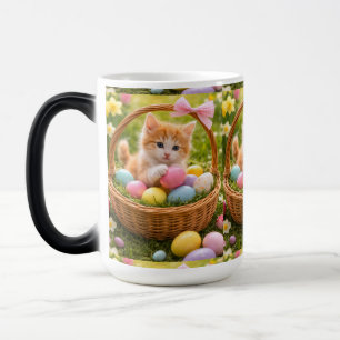 Caneca Mágica Padrão de Ovos de Páscoa com Foto de Gatinhos 