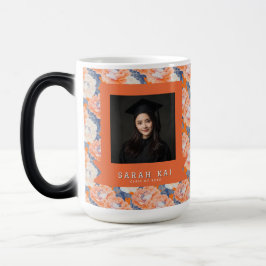 Caneca Mágica Padrão de Peônias Elegantes Inauguração
