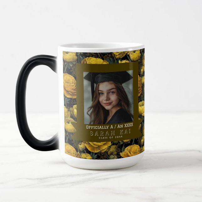 Caneca Mágica Padrão de Ranunculus da Moda Presente Para Ele Gra (Esquerda)