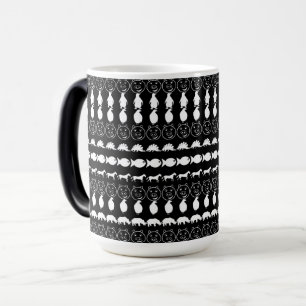 Caneca Mágica Padrão de Stripes Modernas de Animais Brancos Neg