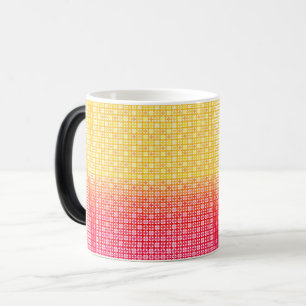 Caneca Mágica Padrão de xadrez do gradiente vermelho amarelo