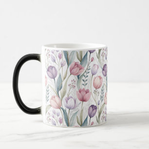 Caneca Mágica Padrão Floral das Tulipas Escandinavas
