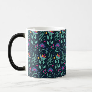 Caneca Mágica Padrão Floral Exótico Pintado à Mão-23206