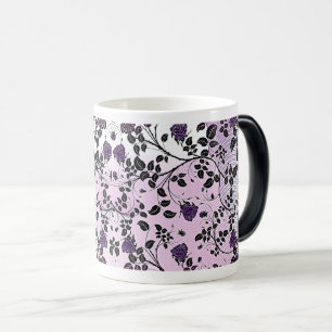Caneca Mágica Padrão Floral Roxo Elegante para Decoração de Cozi