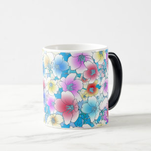Caneca Mágica Padrão Floral Sem Costura Vibrante