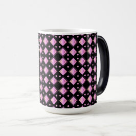 Caneca Mágica Padrão Geométrico de Diamante Rosa Gradiente Vibra