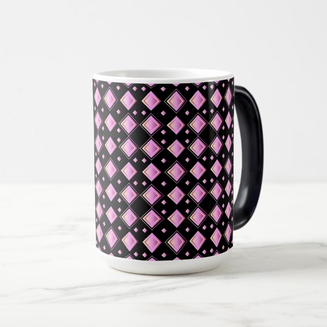 Caneca Mágica Padrão Geométrico de Diamante Rosa Gradiente Vibra (Frente Esquerda)