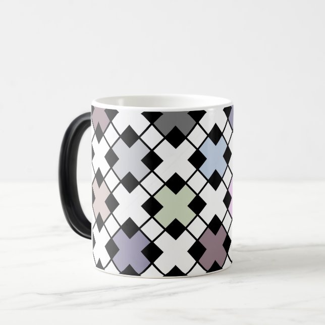 Caneca Mágica Padrão geométrico multicolorido (Frente Esquerda)