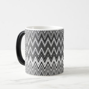 Caneca Mágica Padrão geométrico zigue-zague preto e branco