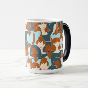 Caneca Mágica Padrão sem costura com garotas negras e brancas