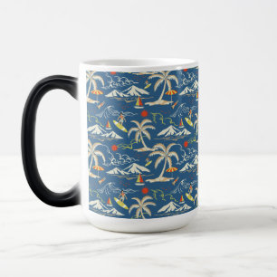 Caneca Mágica Padrão tropical do Surf retroativo