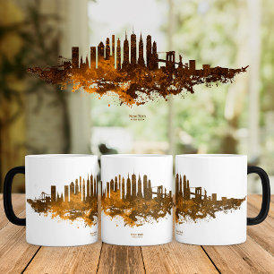 Caneca Mágica Paisagem urbana da cidade de Nova York em aquarela