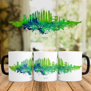 Caneca Mágica Paisagem urbana da Cidade de Nova York em aquarela