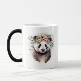 Caneca Mágica Panda Flowers Watercolor
