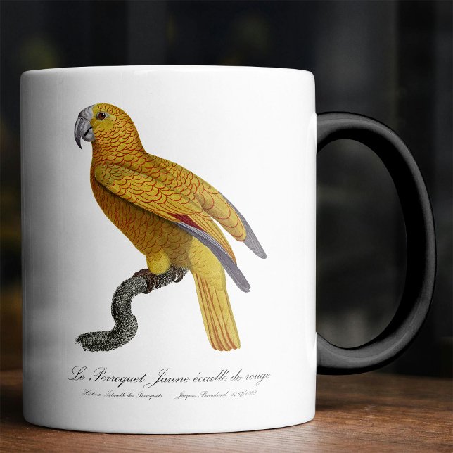 Caneca Mágica Papagaio do Paraíso de Cuba, Psittacus Paradisi (Le Perroquet Jaune ecaille de rouge. Color Morph Mug)