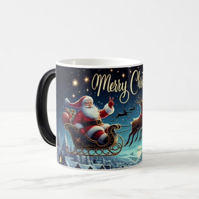 Caneca Mágica Papai noel de Natal Sleigh (Frente Esquerda)