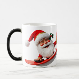 Caneca Mágica Papais noeis de surfe com luzes de Natal