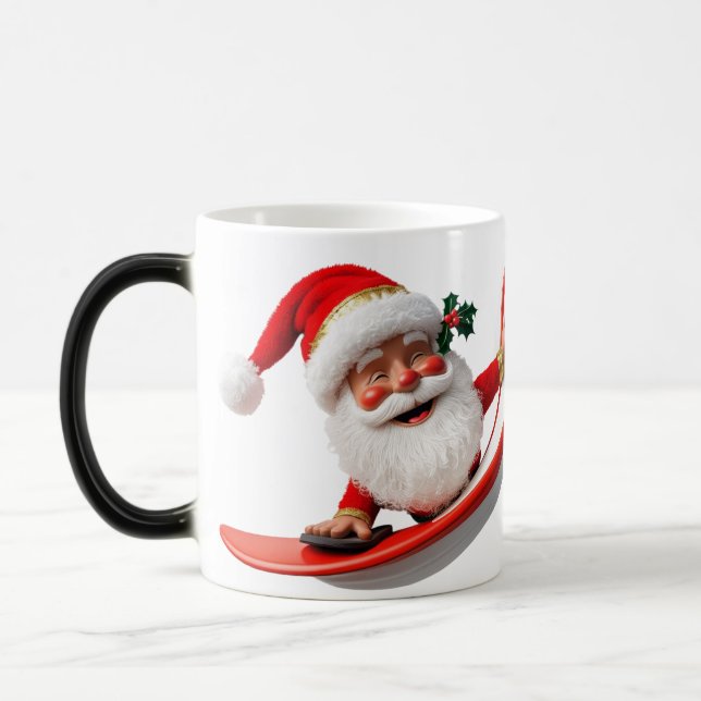 Caneca Mágica Papais noeis de surfe com luzes de Natal (Esquerda)