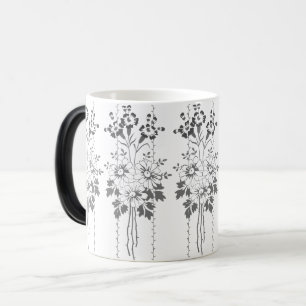 Caneca Mágica Papel de parede barroco buquê de flores cinza