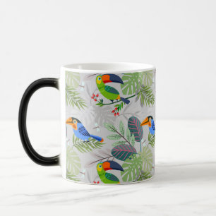 Caneca Mágica Pássaro tucano bonito, padrão de todas as aves, aq