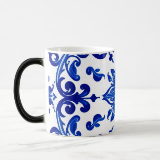 Caneca Mágica Pastel Baby Blue and White French Floral Fancy Dam