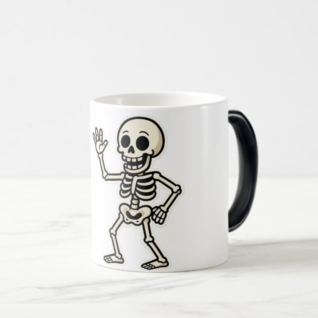 Caneca Mágica Pau de esqueleto de dança engraçado - Halloween bo (Frente Esquerda)
