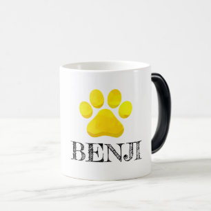 Caneca Mágica Paw Imprime Pet Amarelo Nome Moderno de Quatro Leg