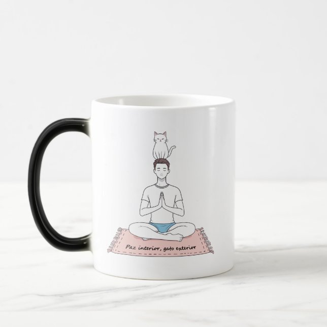 Caneca Mágica Paz Interior, Gato Exterior (Esquerda)