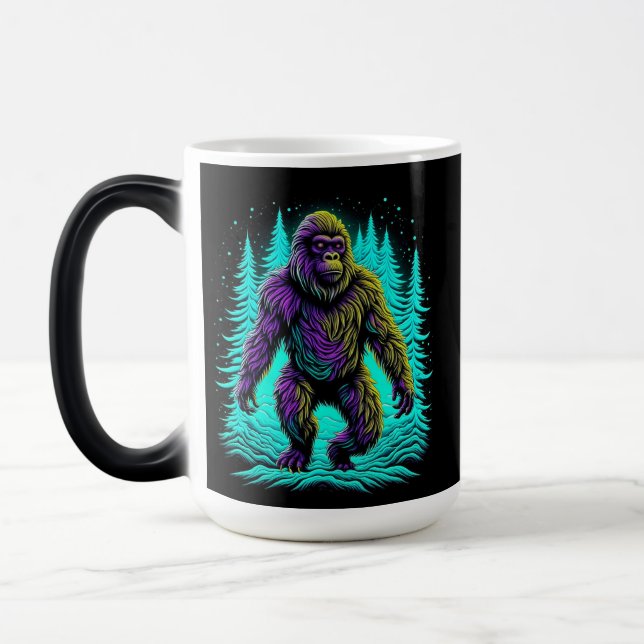 Caneca Mágica Pé Grande Asquatch em Teal e Preto (Esquerda)