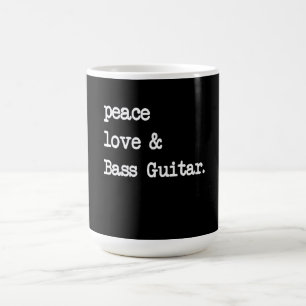Caneca Mágica Peace Love & Bass Guitar Musico Guitaris
