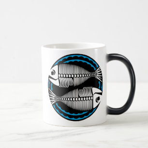 Caneca Mágica Peixes Gráficos Esqueletos de Peixes