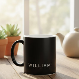 Caneca Mágica Personalizado Preto & Monograma com Personalização