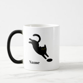 Caneca Mágica Personalized Jumping Black Cat Name Mug