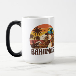 Caneca Mágica Personalized Photo Retro Bahamas Tropical Beach   