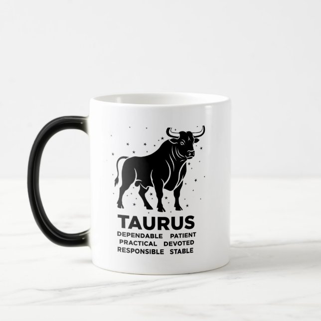 Caneca Mágica "Personalized Taurus Zodiac sign Name and traits" (Esquerda)