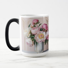 Caneca Mágica  Pink Peonies Art Deco Morphing Mug