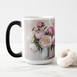 Caneca Mágica  Pink Peonies Art Deco Morphing Mug